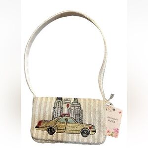 NEW Made In India NYC Taxi Beaded Shoulder Bag. Rare. NWT
